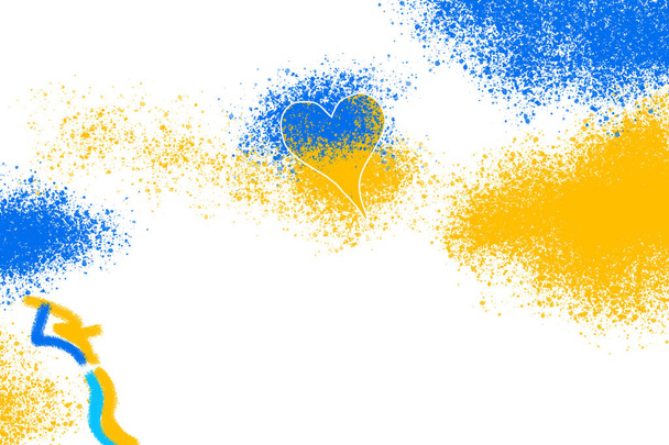 colorful ukrainan flag yellow blue color holi paint powder explosion isolated on white background. russia ukraine conflict war freedom concept. - Photo, Image