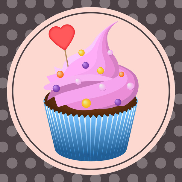  Vooraanzicht heerlijke cupcake met aardbeienroom - Vector, afbeelding