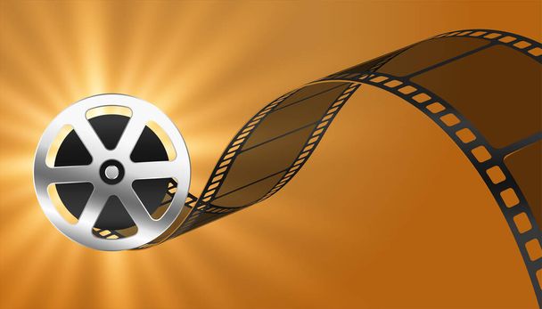 realistic film strip background with light rays - Vecteur, image