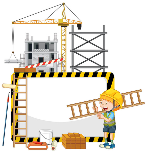 Empty banner with construction objects and elements illustration - Vector, Image