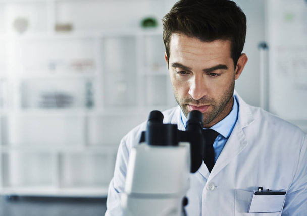 Busy with a new breakthrough. Shot of a scientist using a microscope in a lab. - Foto, Bild