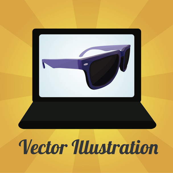 Sun glasses illustration over color background - Vector, imagen
