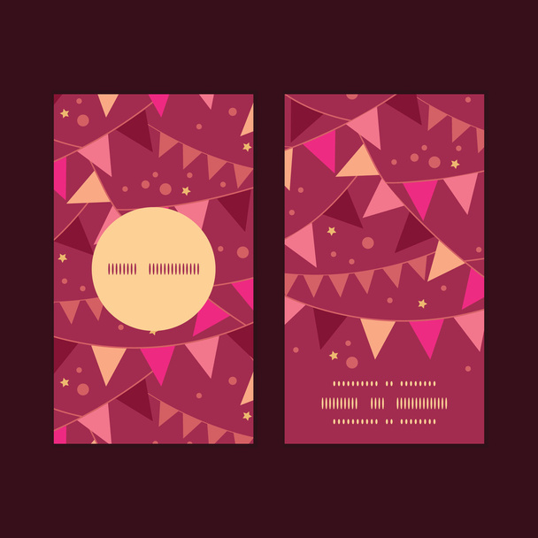 Vector christmas decorations flags vertical round frame pattern business cards set - ベクター画像