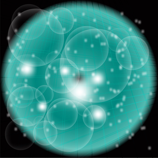 VAbstract verde azul círculo luces sobre fondo de punto
 - Vector, Imagen