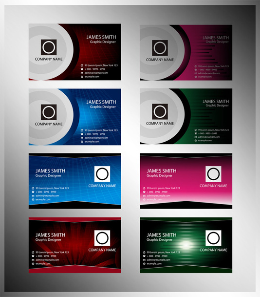 Set of 8 themed business card templates - Vector, afbeelding
