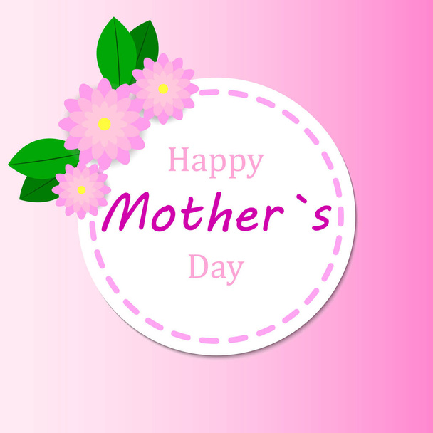 Ημέρα της Μητέρας ευχετήρια κάρτα με ροζ χάρτινα λουλούδια. Εορταστικό φόντο. Εικονογράφηση διανύσματος - Διάνυσμα, εικόνα