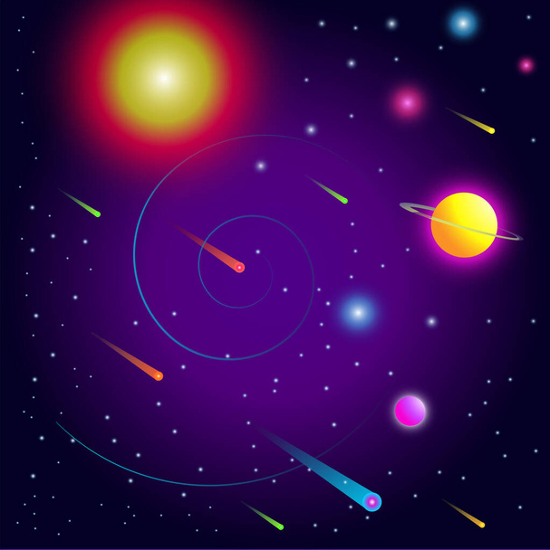 Fond cosmique avec étoiles et planètes
 - Vecteur, image