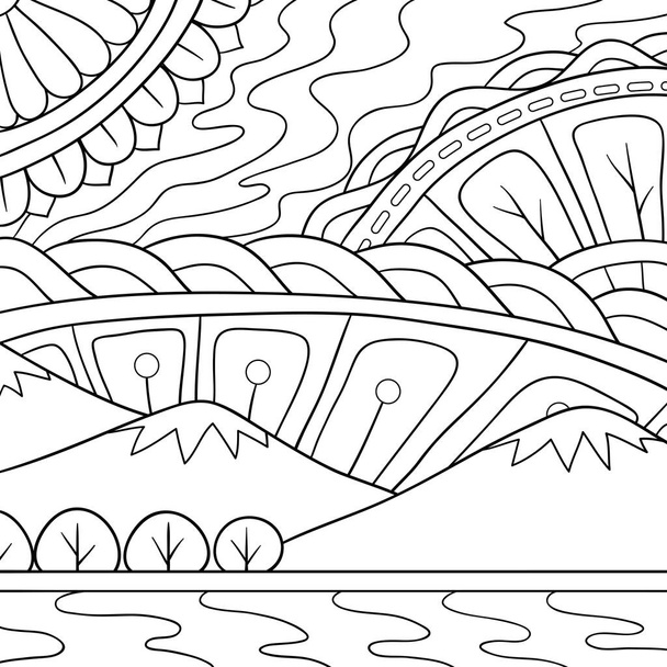 An abstract background , illustration for relaxing activity and coloring.Line art style image for print. - Vector, Image