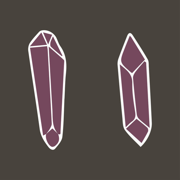 deux cristaux affiche vectorielle style tribal doodle design minimaliste - Vecteur, image