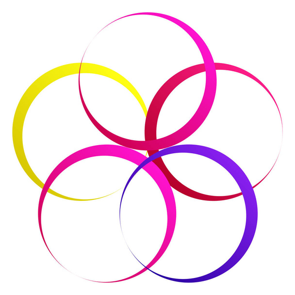 Interlocking, interlace circles circular geometric icon, logo - Vector, Image