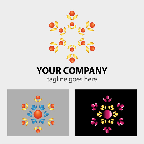 Equipo de negocios Plantilla de logotipo de red social. Icono de trabajo en equipo. Equipo flor
 - Vector, Imagen