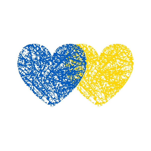 Ukraine hearts vector illustration. Stand with Ukraine. Ukrainian flag blue and yellow colors texture. - Vector, Image