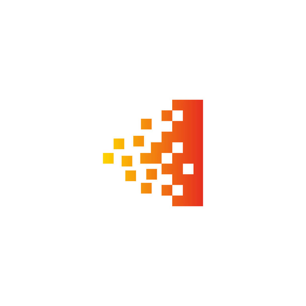 Colorful letter I fast pixel dot logo. Pixel art with the letter I. Integrative pixel movement. Creative scattered technology icon. Modern icon creative ports. Vector logo design. - Vector, Image