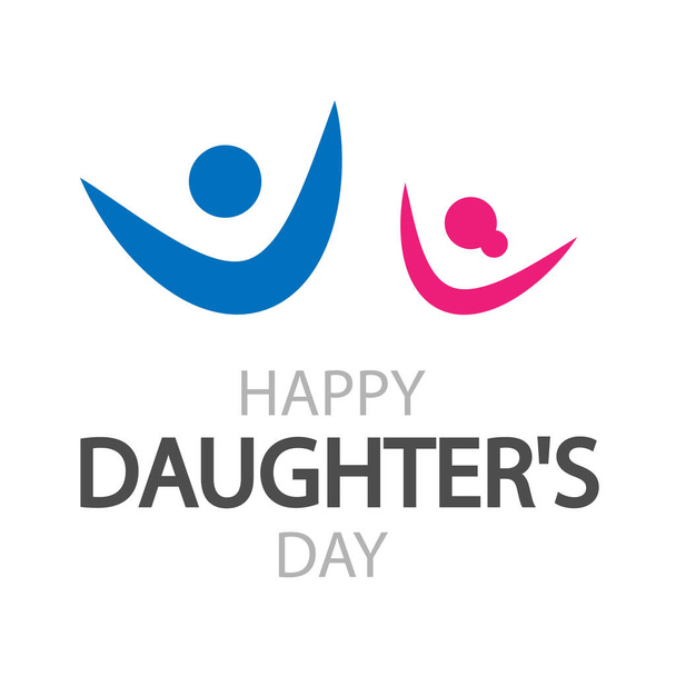 Daughters day fun dad and daughter logo, vector art illustration. - Vector, afbeelding