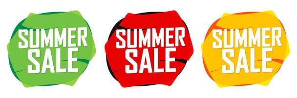 Definir banners de venda de verão, modelo de design de etiquetas de desconto, gastar e salvar mais, ilustração vetorial - Vetor, Imagem