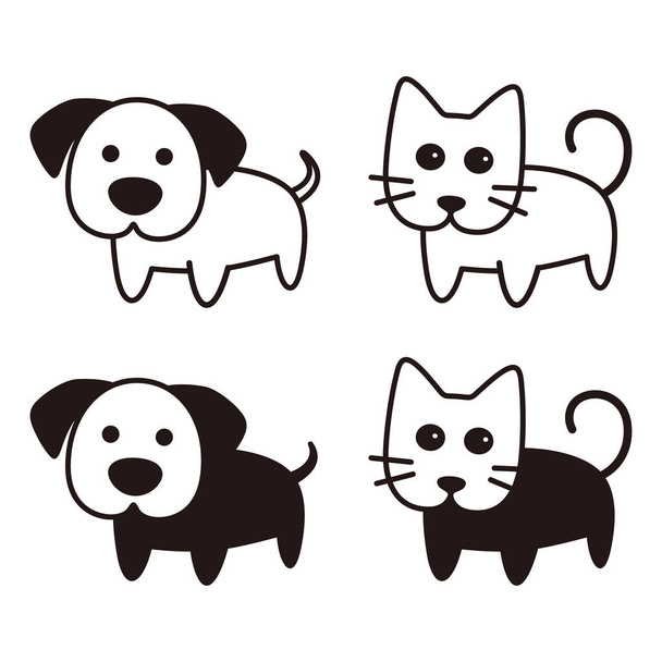 roztomilý pes a kočka karikatury ploché ikony designu, vektorové ilustrace - Vektor, obrázek