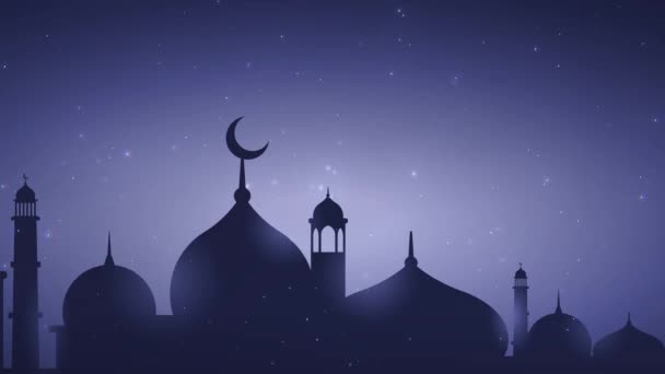 Eid Mubarak, Eid-Al-Adha und Eid-Al Fitr Frohe Feiertage. Eid masjid Moschee. Wunderschönes 4k EidMubarak islamisches Designkonzept mit Ramadan. Religiös-muslimisches Fest mit Alpha-Kanal. - Filmmaterial, Video