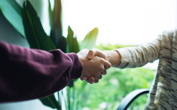 Closeup image of two business people shaking hands - Foto, imagen