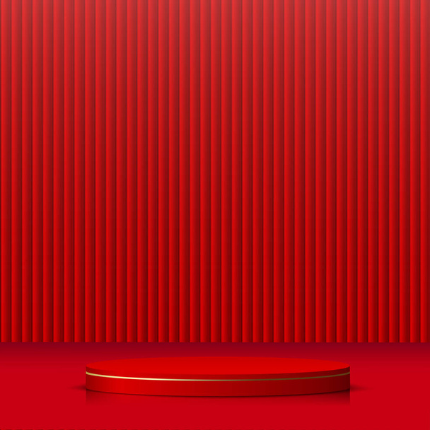 Абстрактный фон с красным цветом подиума для презентации. Векторная иллюстрация - Вектор,изображение