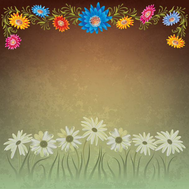 abstract floral background with chamomiles - Vector, Image