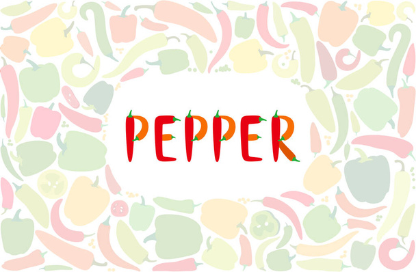 Alphabet Hot pepper font, vector illustration. Chili peppers shape letters. Colorful peppers on white background - Vektor, obrázek