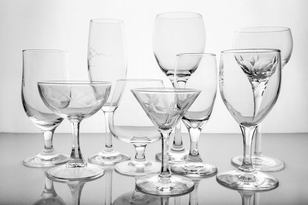 Collage of empty glasses - Photo, Image