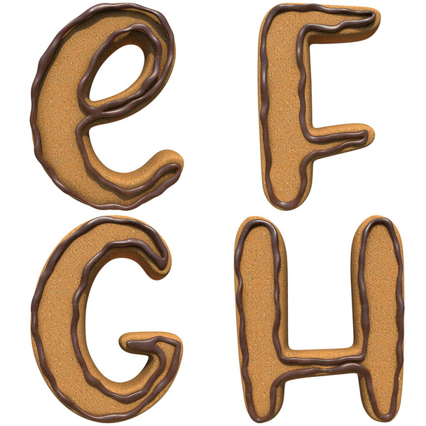 Set of 3D Cookie Biscuit Alphabet, Numbers and Punctuation Marks Renders isolated on white background, including embedded path. - Foto, imagen