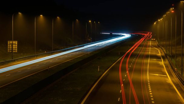 lights of cars with night. long exposure - Photo, Image