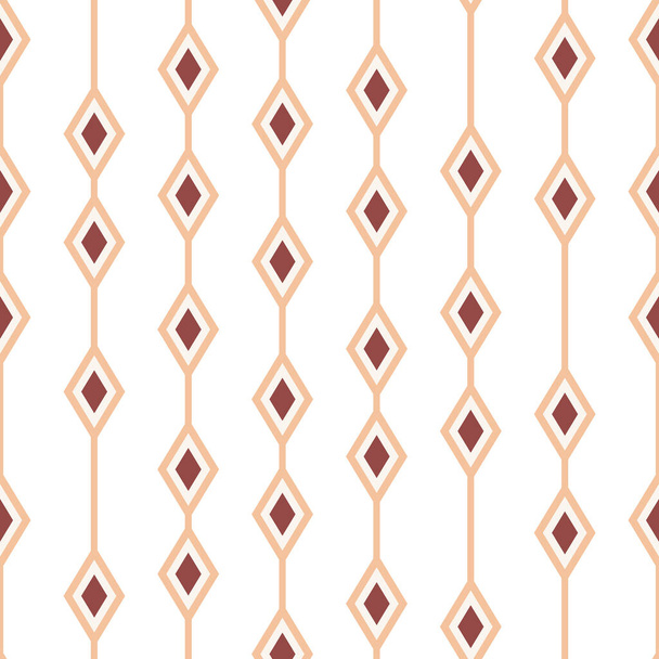 Wit en bruin geometrisch vectorpatroon, naadloze herhaling, verticale strepen met ruitvormige elementen, abstracte achtergrond - Vector, afbeelding