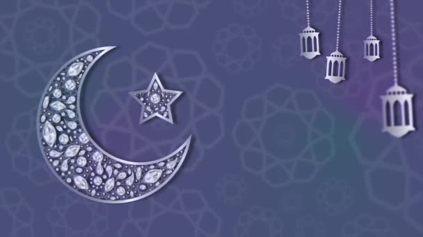 Ramadan Kareem Animation ornamentaler Hintergrund mit Mond und Stern - Filmmaterial, Video