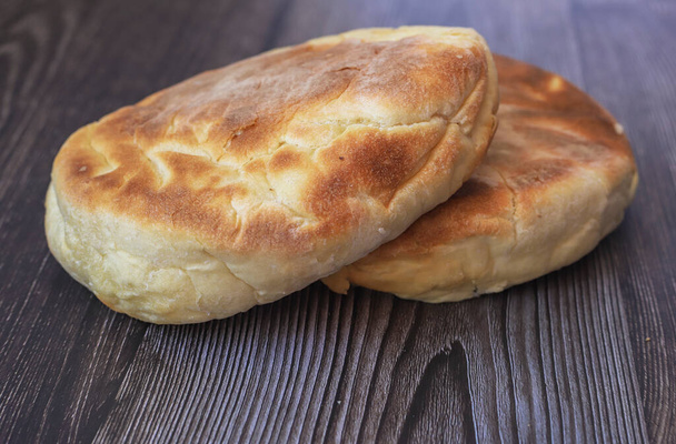 Two pita flat bread isolated on white background . - Photo, Image