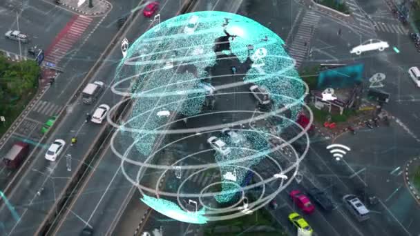 Концепция изменения интеллектуальных транспортных технологий для будущего управления дорожным движением - Кадры, видео