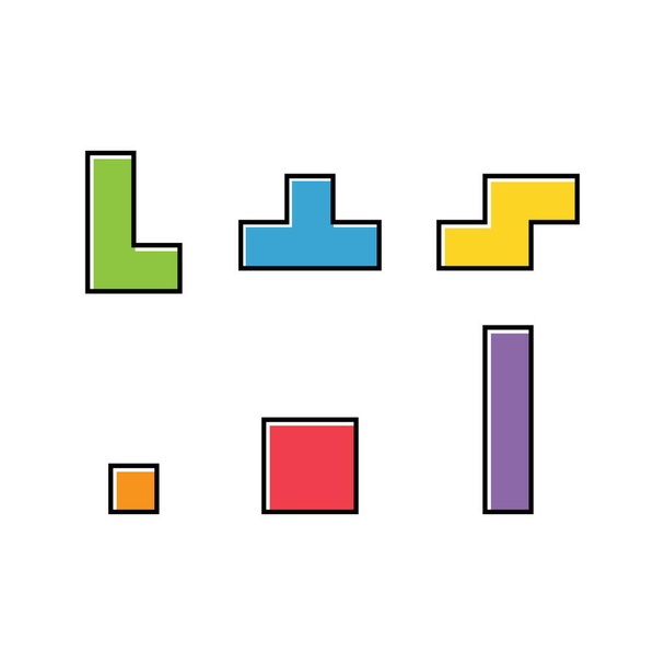 Zestaw bloku tetris kolor, ikona puzzle kolor, logika zabawy wektor gry ilustracja . - Wektor, obraz