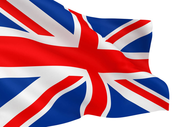 Waving English flag isolated over white background - Zdjęcie, obraz