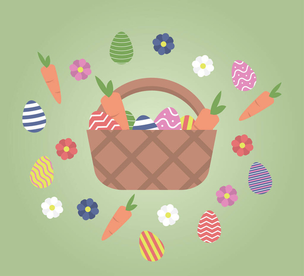 easter eggs and flowers, vector illustration - Vector, Imagen
