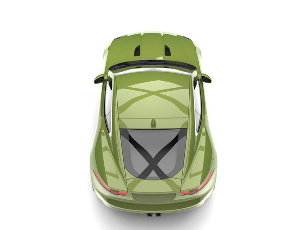 Μεταλλικό πράσινο της ελιάς μοντέρνο σπορ αυτοκίνητο - top down view - Φωτογραφία, εικόνα