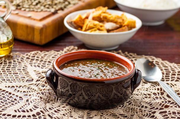 Lentil soup with spoon - Foto, Imagem
