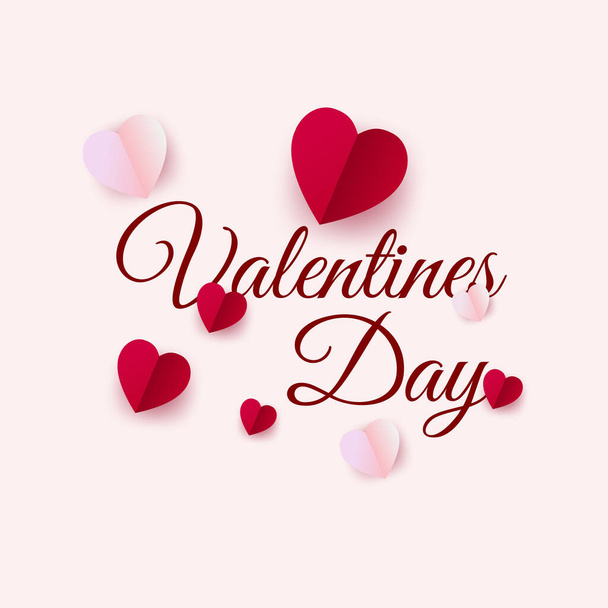 Elegant valentine day with paper heart on white background. valentine day vector illustrator - Vektor, Bild
