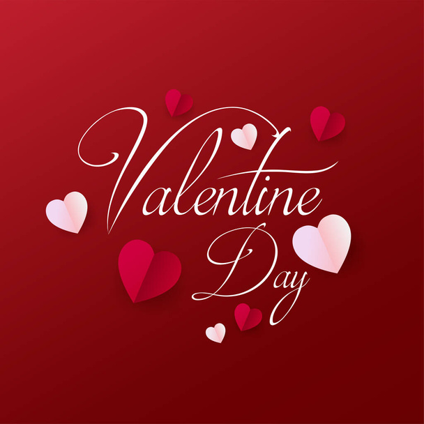 Elegant valentine day with paper heart on black background. Valentine day vector illustrator - Vektor, Bild