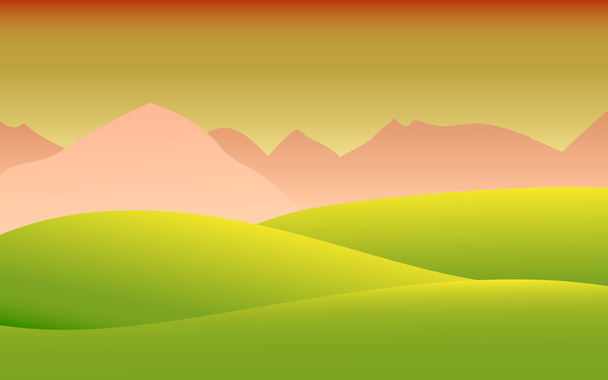 Vector van landschap zonsondergang veld - Vector, afbeelding