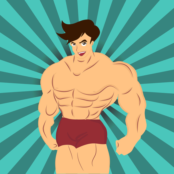Vector of muscle man his work hard on fitness - Vector, afbeelding