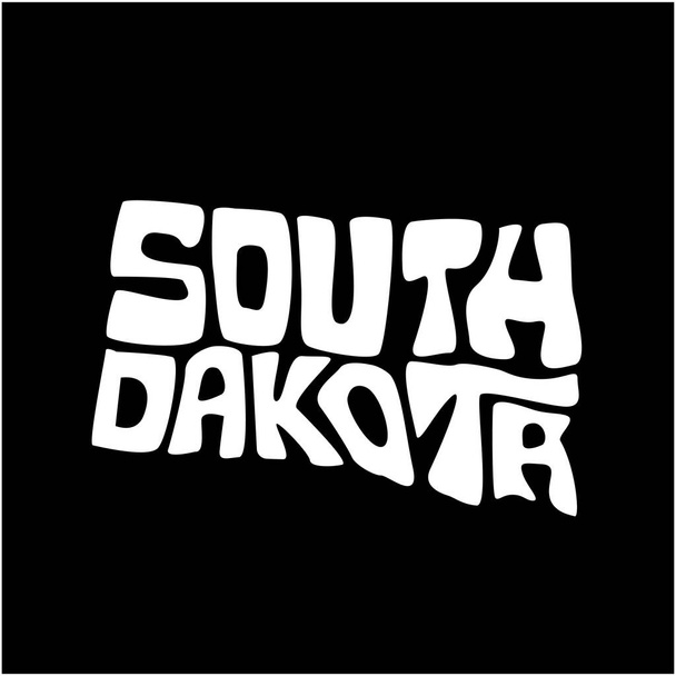 Typografie van South Dakota. South Dakota staat kaart typografie. Zuid Dakota belettering. - Vector, afbeelding