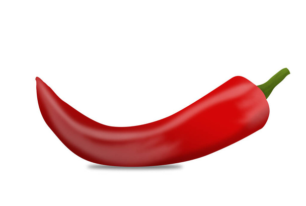 Pimenta quente vermelha realista isolada em fundo branco, ilustração vetorial - Vetor, Imagem