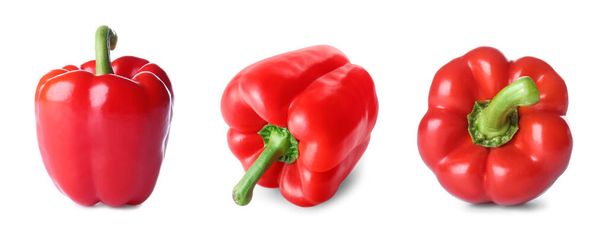 Set of ripe red bell pepper isolated on white  - Photo, Image