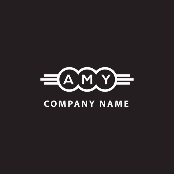 Дизайн логотипа буквы AMY на черном фоне. Концепция логотипа с буквенными инициалами AMY. Дизайн букв AMY. - Вектор,изображение