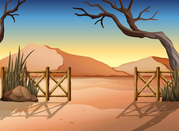 eine Wüste mit Zaun - Vektor, Bild