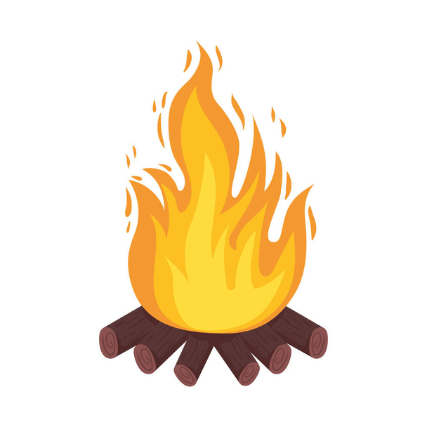 houten kampvuur vlam - Vector, afbeelding