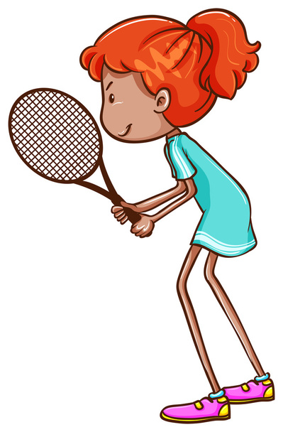 A sketch of a female tennis player - Vector, Image