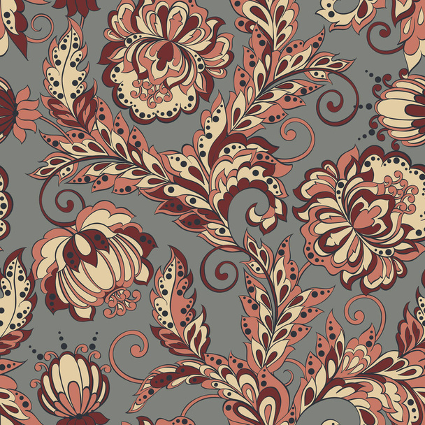 Seamless Floral pattern in Damask Style - Vector, Image
