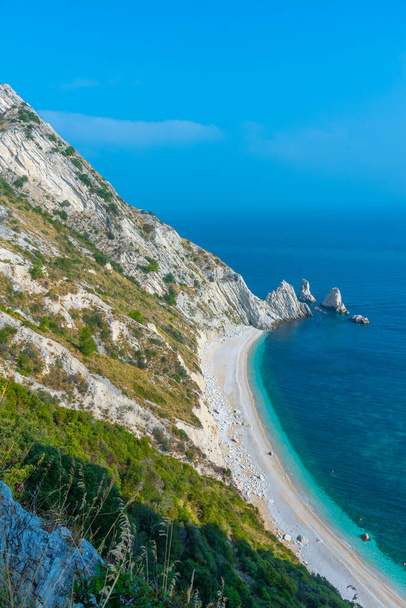Spiaggia delle Due Sorelle beach at Monte Conero natural park in Italy. - Photo, image